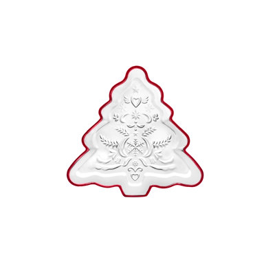 Christmas Tree Red Rim Serving Tray