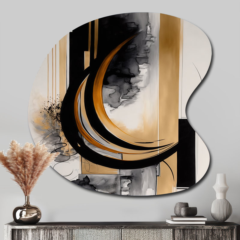 Gold Touch Art Deco II - forme unique, art mural abstrait en métal, sculpture murale asymétrique en métal, H 33 po x l 33 po
