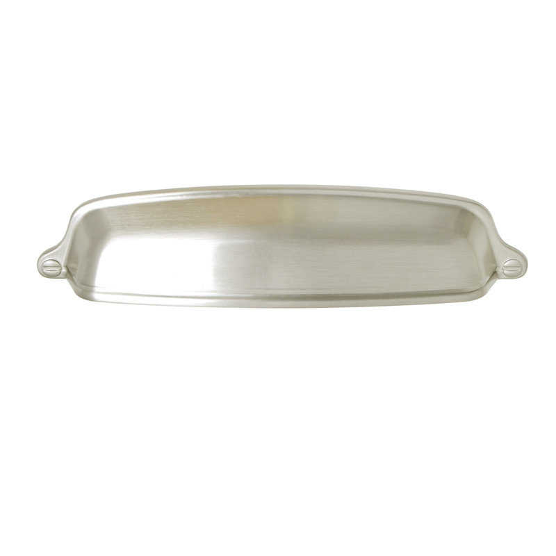 Brushed Nickel Modern Cup Cabinet Pull with Mounting Hardware