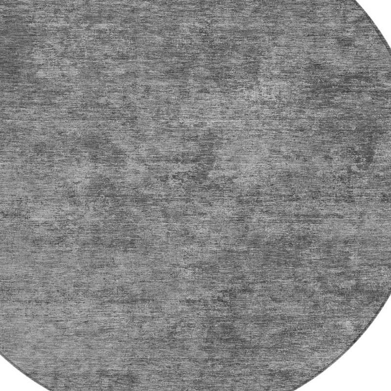 Tapis extérieur rond lavable abstrait gris et noir 8 pi 8 po