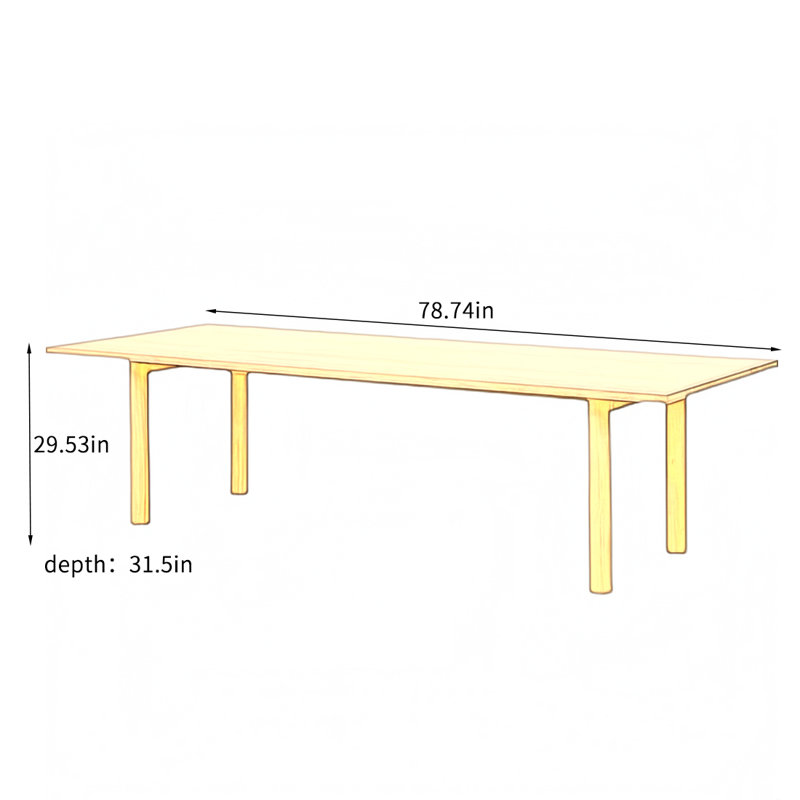 Table de salle à manger Veora, H 29,53 po x L 78,74 po x l 31,5 po