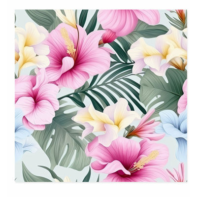 Floral Hibiscus Flower Pattern V Tropical Unframed Art Print