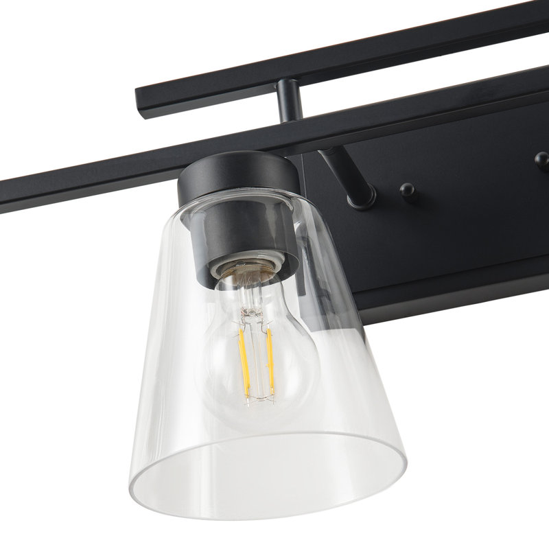 4 lumières de meuble-lavabo à intensité variable en métal noir et verre 4 lumières E26, certifié UL