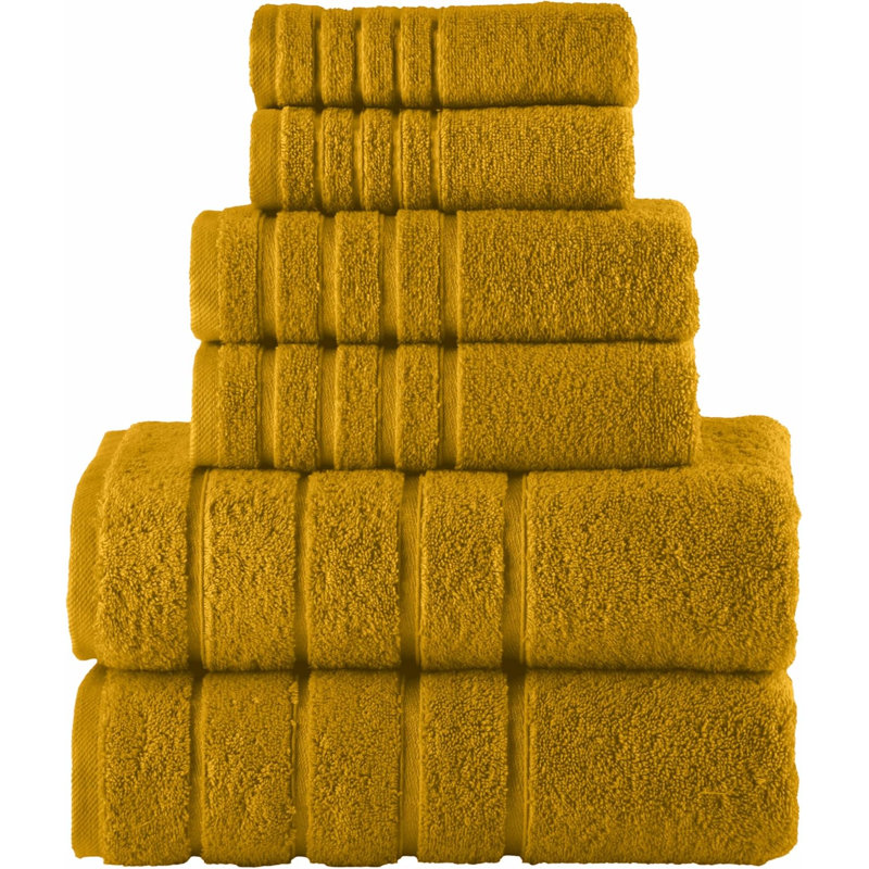 Elegant Comfort 4 Lines Viscose Stripe 6-Piece Premium Towel Set - 100% Turkish Cotton High Absorbent Luxury Bathroom Towels – Includes 2 Washcloths, 2 Hand Towels And 2 Bath Towels Set