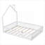 Lit plateforme en bois massif pleine grandeur en forme de maison avec barrière de sécurité pour chambre résidentielle, finition blanche