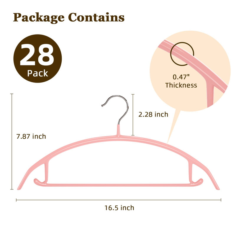 Non-Slip PVC Coated Metal Hangers, 28 Pack (Rainbow)