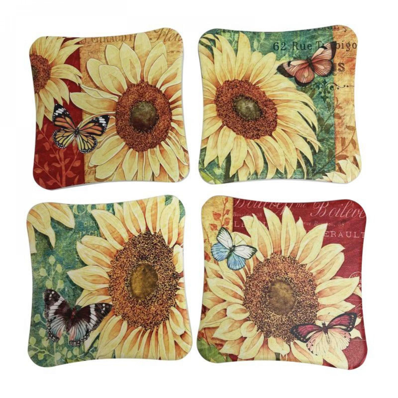 Ensemble de 4 sous-verres assortis tournesols