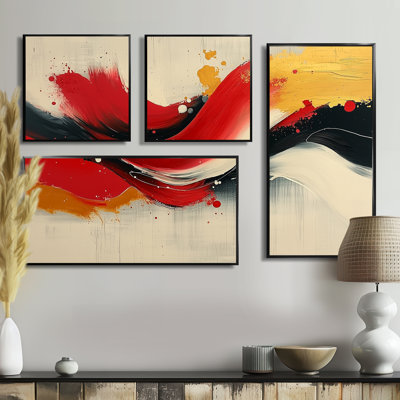 Chaos Harmony Of Wild Volcano Lava II - Abstract Canvas Art Print 4 Pieces