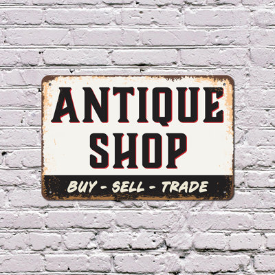 Antique Shop 10 Inch x 14 Inch Plastic Sign