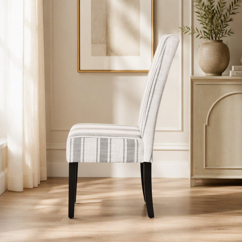 Chaise en tissu, Gris à rayures