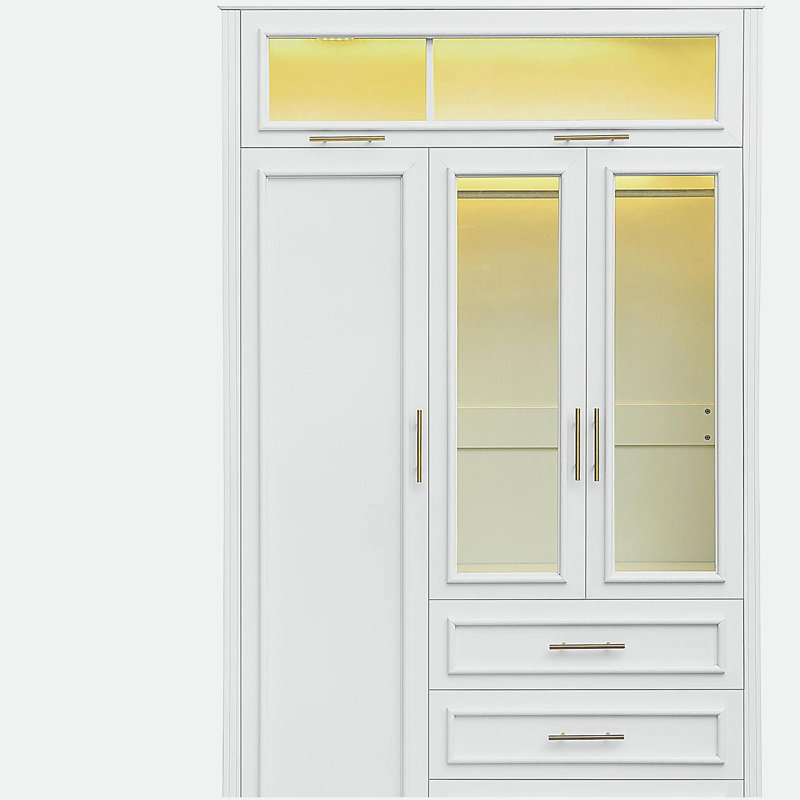 Armoire penderie 4 portes avec DEL et 3 tiroirs