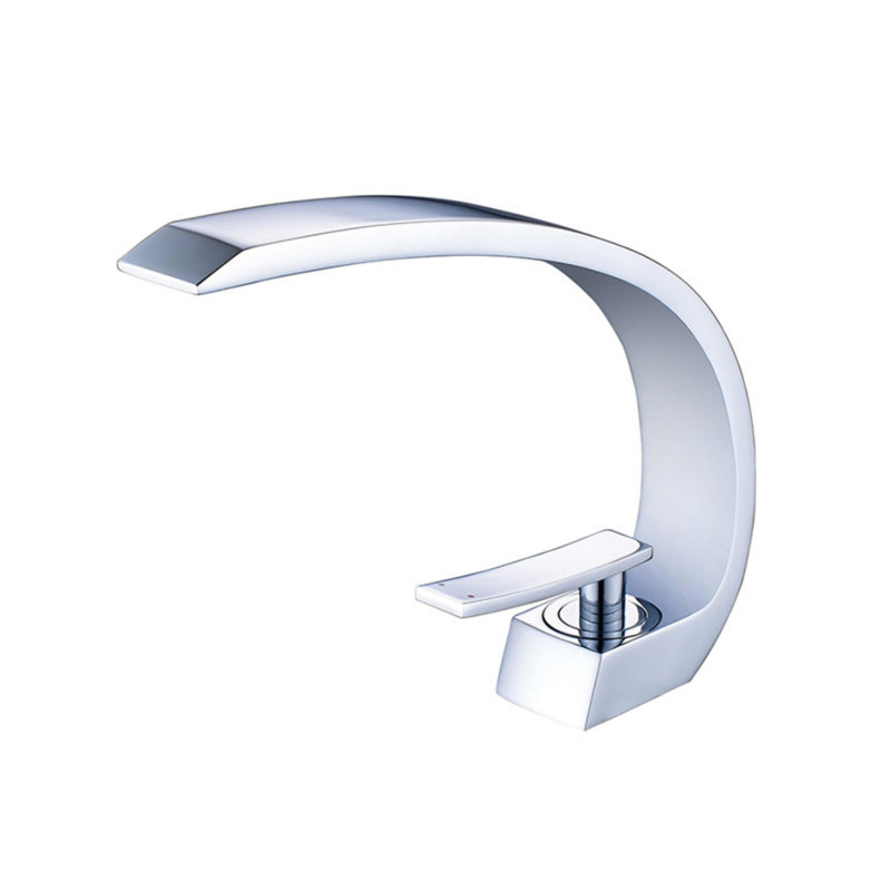 Robinet de lavabo de salle de bain à poignée simple en laiton, Chrome chrome
