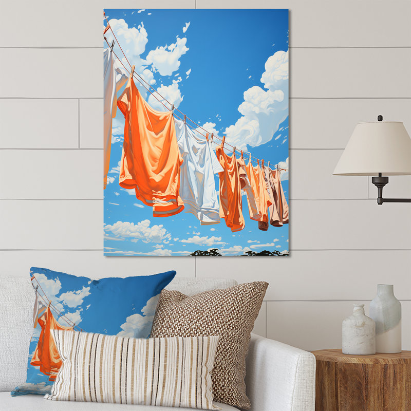 Minimalist Laundry Hanging Out Tshirt 2 - Art mural en métal Laundry, H 32 po x l 16 po x P 1 po