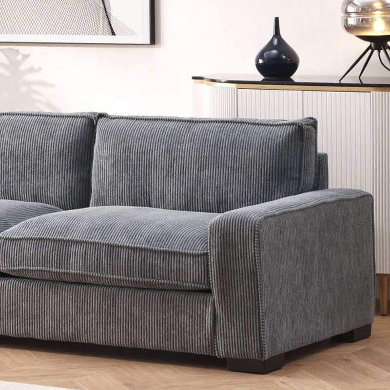 Canapé 3 places spacieux et confortable pour salon moderne, Gris