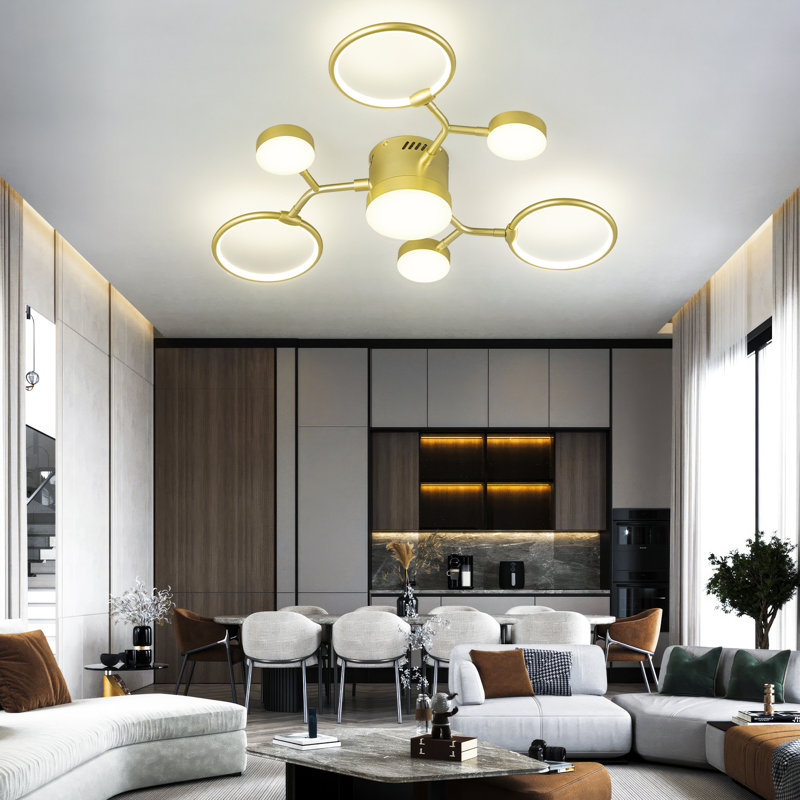 Lynetta Modern Chandeliers Light Fixture, Modern Industrial Farmhouse Led 4000k Lighting, Rustic Sputnik Chandelier Ceiling Lamp For Kitchen Bedroom Living Room Hallway
