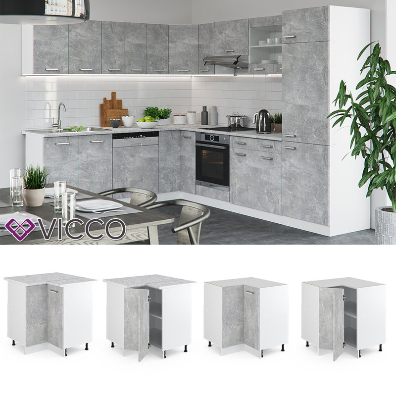 Merih Glossy Base Unit, Concrete