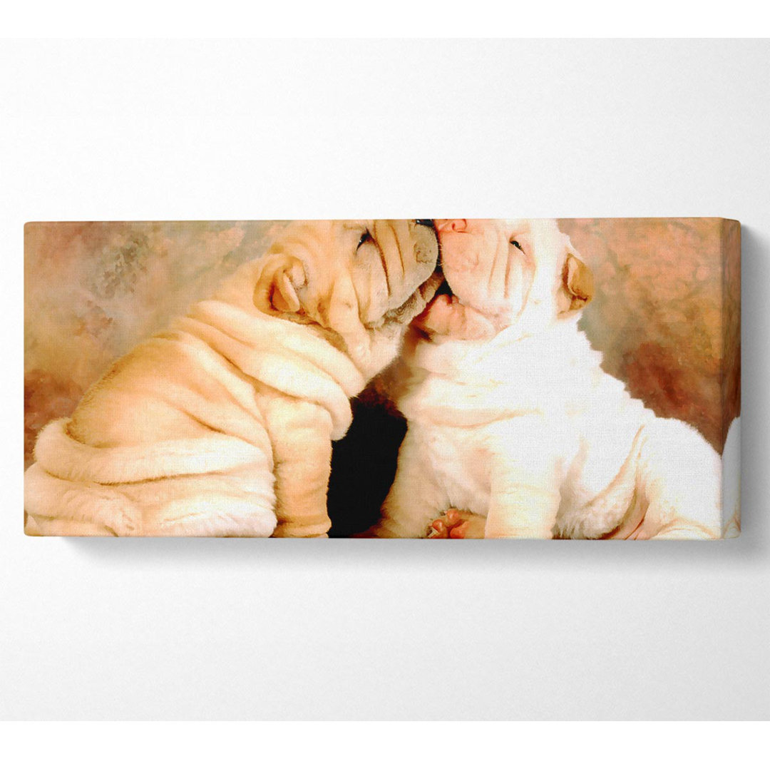 Shar Pei Welpen - Panorama-Kunstdrucke auf Leinwand - Wrapped Canvas