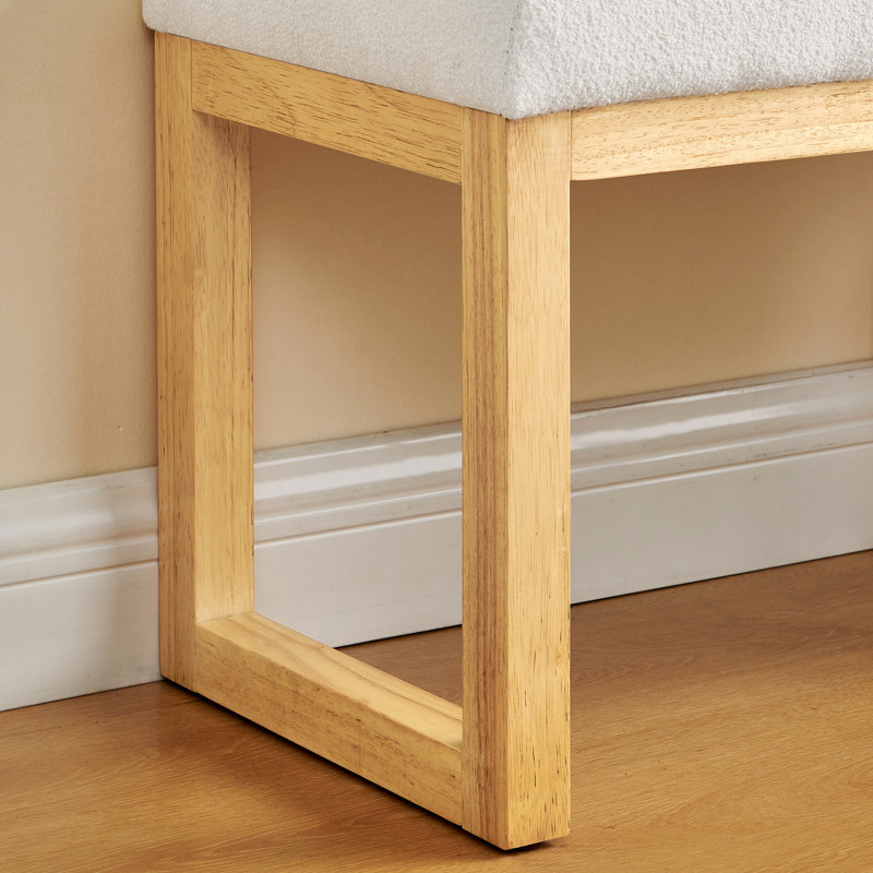 Banc à langer beige avec coussin moelleux - banc et table à langer, style et cadre modernes, convient à divers environnements domestiques, banc de 25,5 po x 18,25 po x 14,5 po, siège de 14,4 lb avec des lignes épurées, siège en bois naturel et petit