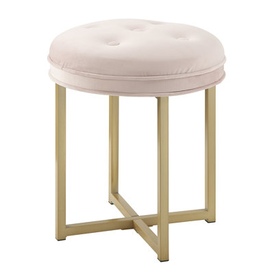 Tufted Velvet Gold Vanity Stool