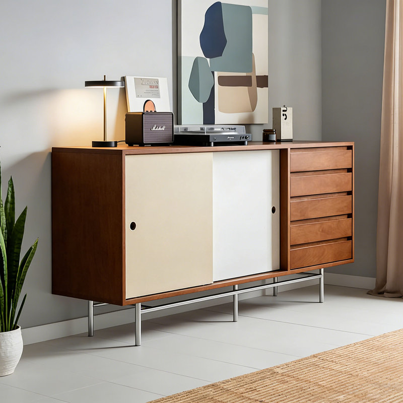 Buffet de rangement rétro et simple, H 33,46 po x l 62,99 po x P 17,71 po