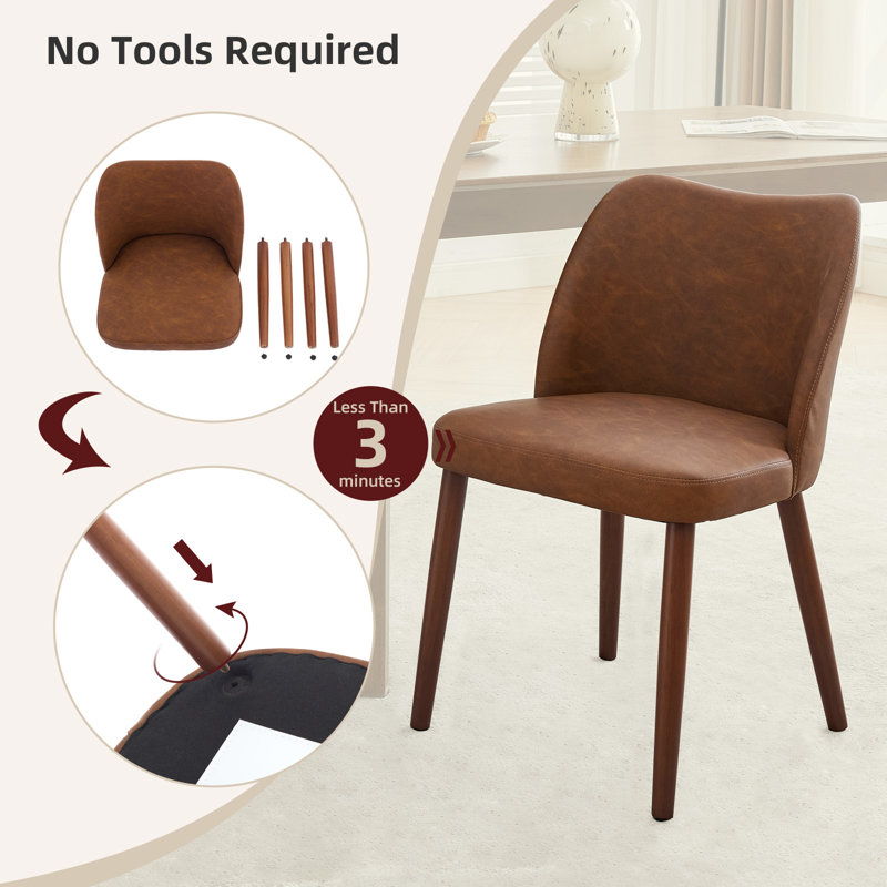 44cm H Solid Wood Stacking Side Chair, Brown
