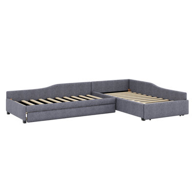 Upholstered Double Daybed With Trundle And Drawer