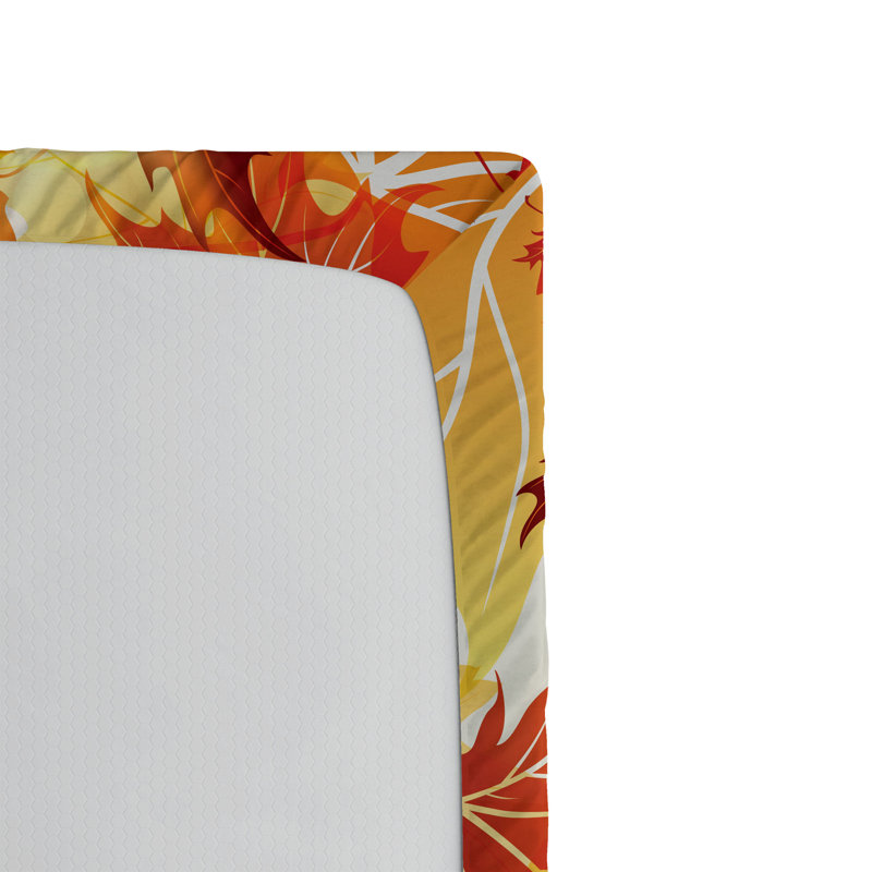 Ensemble de 2 draps-housses Ambesonne, Drap-housse de taille simple, Moutarde pâle, orange foncé / floral