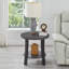 Table basse et tables de bout ovales en bois à la mode avec 3 tablettes, ton gris anthracite, espace de vie principal élégant avec finition, pièce gracieuse