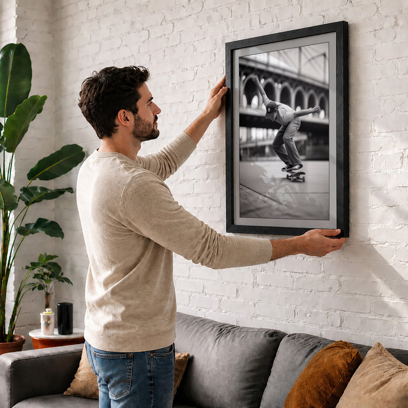 Skater Under Arches Industrial - Framed Print, A1 - 84.1 x 59.4 cm, Black