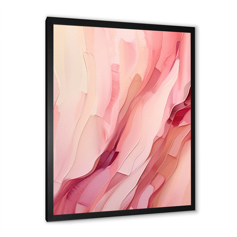 «Rose and Gold Enchanted Spills VII», reproduction d'art abstrait, Cadre simple noir, H 40 po x l 30 po x P 1,5 po