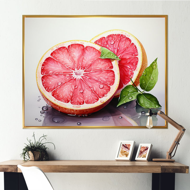Simplicité orange sur toile, Cadre flottant doré, H 12 po x l 20 po x P 1 po