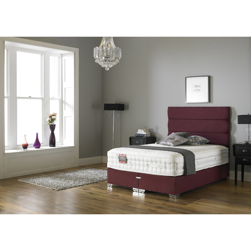 Argill Upholstered Divan Bed with Mattress, Midnight Blue Linen, Small Single, 2 Drawers