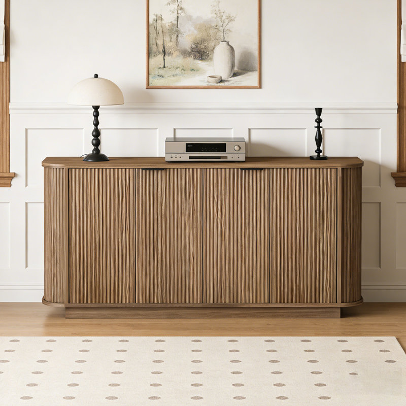 Wooden Entryway Table with Vertical Striped pattern
