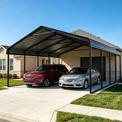 Abri d'auto durable en métal 20 X 20Ft robuste pour les voitures - Solution de grand abri de garage, abri de voiture portatif toutes saisons pour abri de voiture et housse de bateau pour la cour