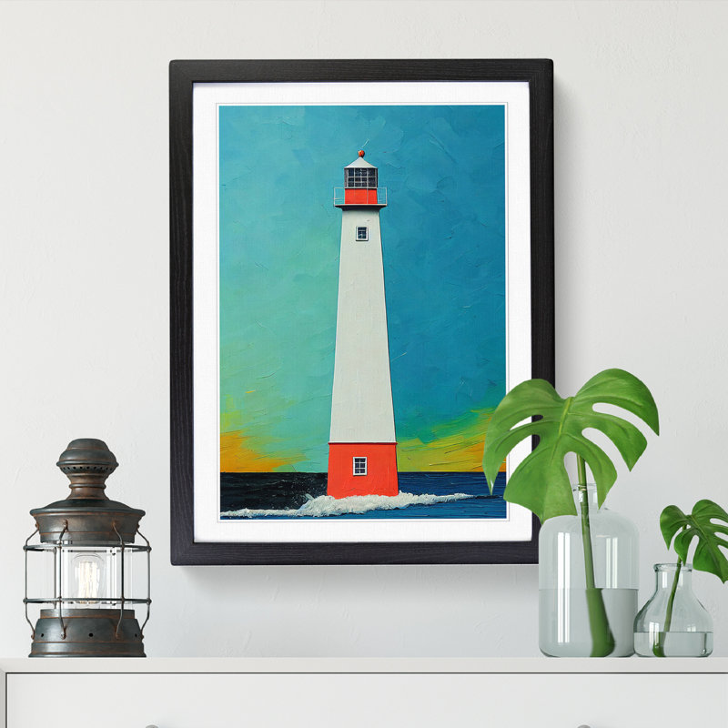 Lighthouse Palette Knife - Picture Frame Print, Black, 34cm H x 25cm W x 2cm D