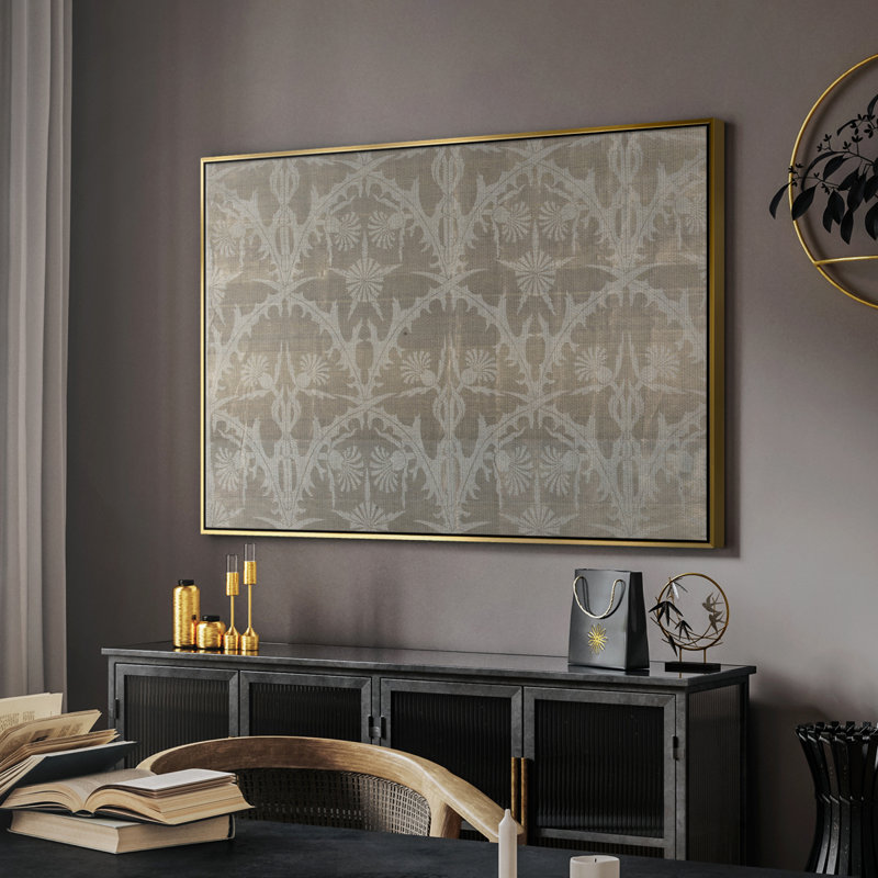 Abstrait rétro-X III, Toile avec cadre flottant or, H 17 po x l 25 po x P 2 po