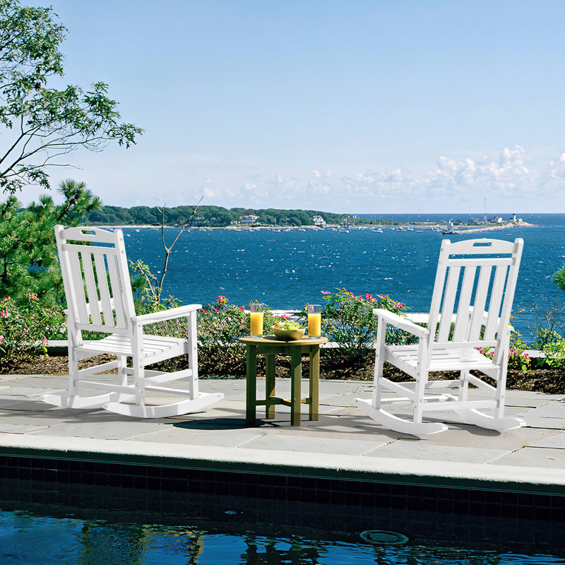 Chaises berçantes d'extérieur en PEHD pour patio, Blanc