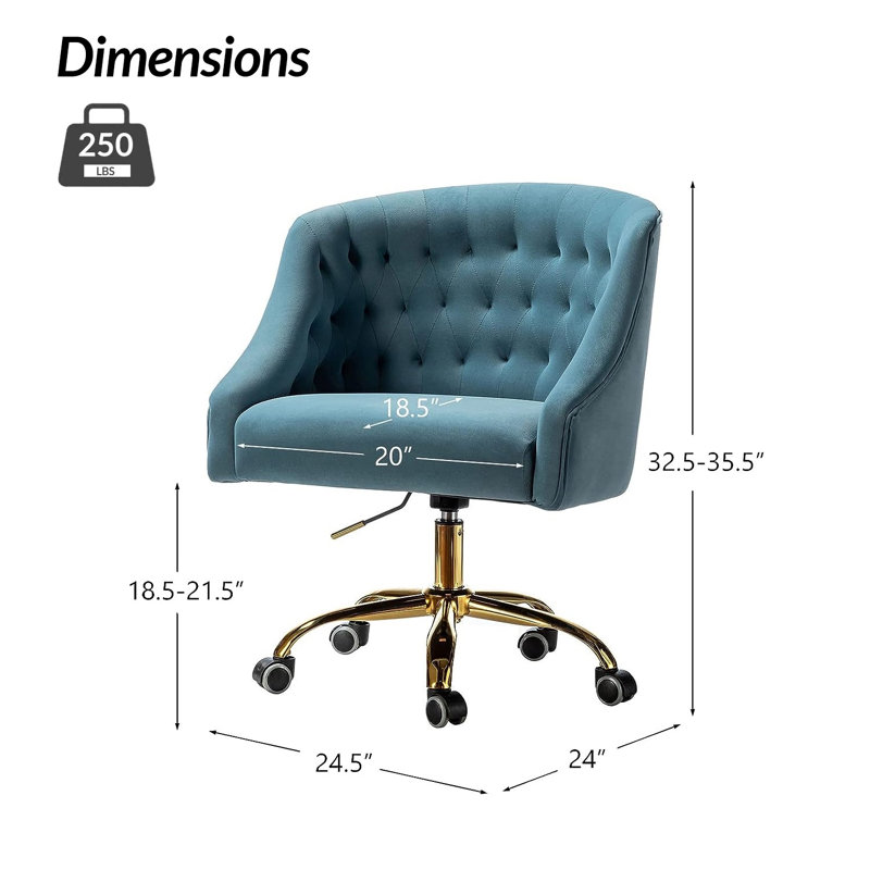 Chaise de travail Concetta, Bleu