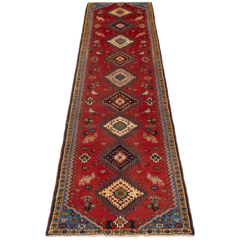 Tapis de couloir rouge unique en laine 2 pi 11 po x 12 pi 8 po Zamire