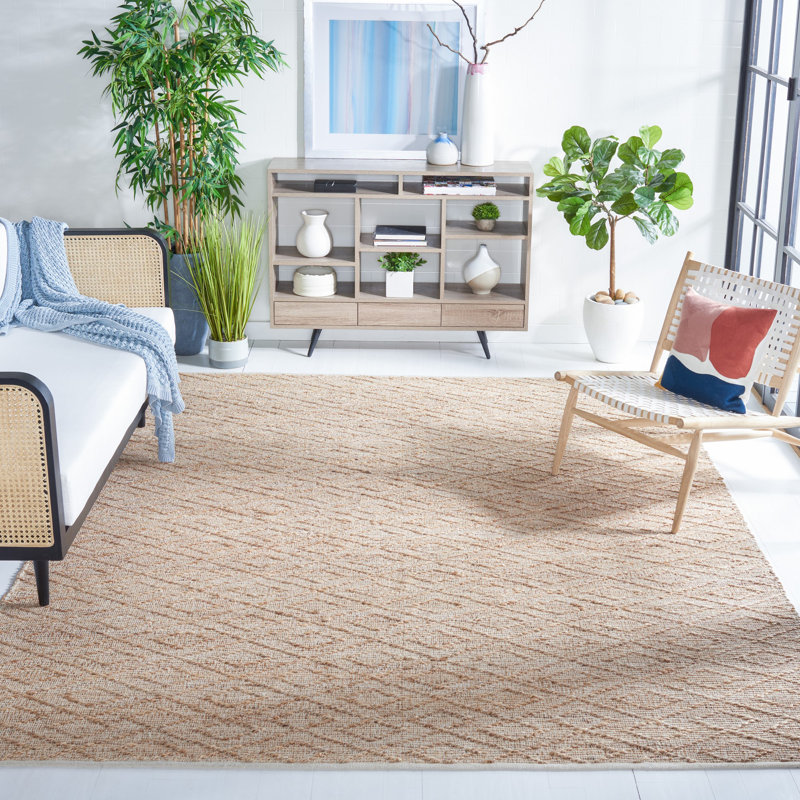 North Adams Natural Fiber Flat Weave Jute/Cotton Geometric Rug in Beige, Rectangle 4' x 6'