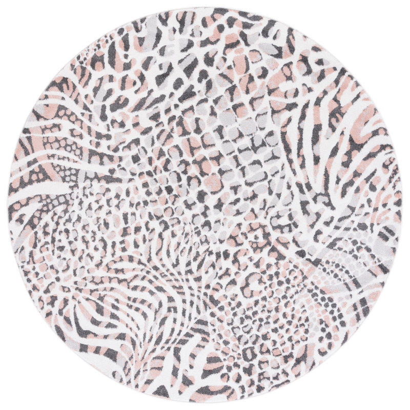 Ameyaa Performance Animal Print Rug, Round 6'7"