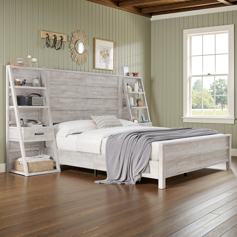  Lit plateforme Louby Farmhouse, Double, Blanc