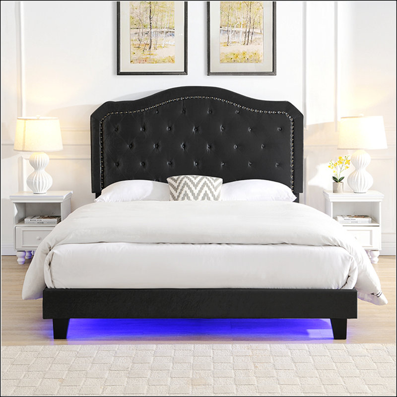 Upholstered Bed, Black