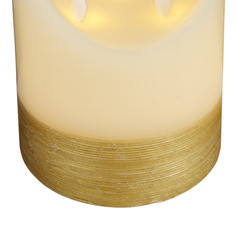 Bougie sans flamme traditionnelle sans parfum, H 6 po x l 6 po x P 6 po, Or