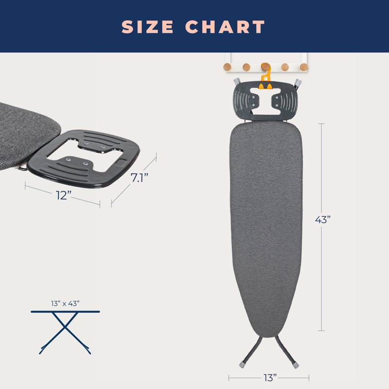 Ironing Board with Extra Thick Cover, Height Adjustable, Easy Storage with Smart Hanger