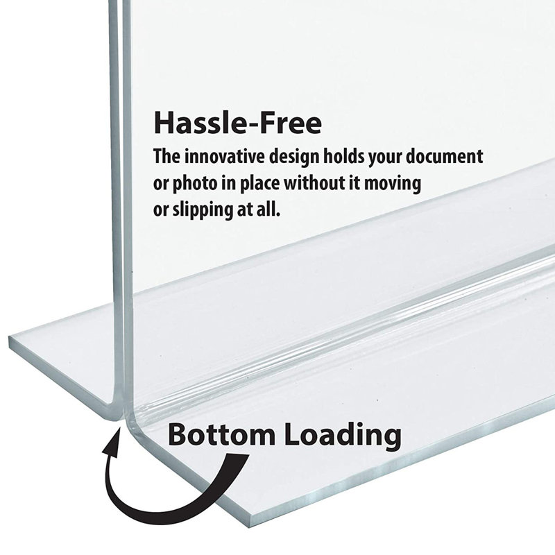 Clear Acrylic Double-Foot T-Frame Sign Holder Set, 8.5" x 11"