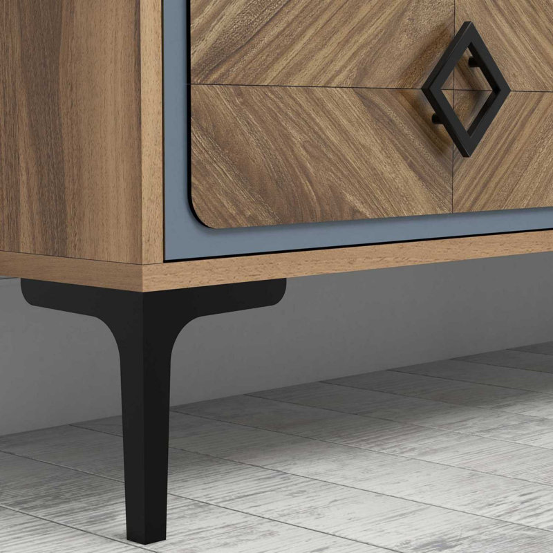 Henryk Unfinished Entertainment Centre for TVs up to 70", Walnut/Blue