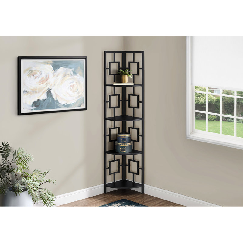 Black Metal 4 Tier Bookcase, Modern For Bedroom And Office Design