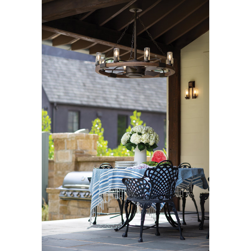 Sawyer 36" LED Indoor/Outdoor Farmhouse Smart Fandelier w/ 28" Fan, Metallic Matte Bronze, Sequoia