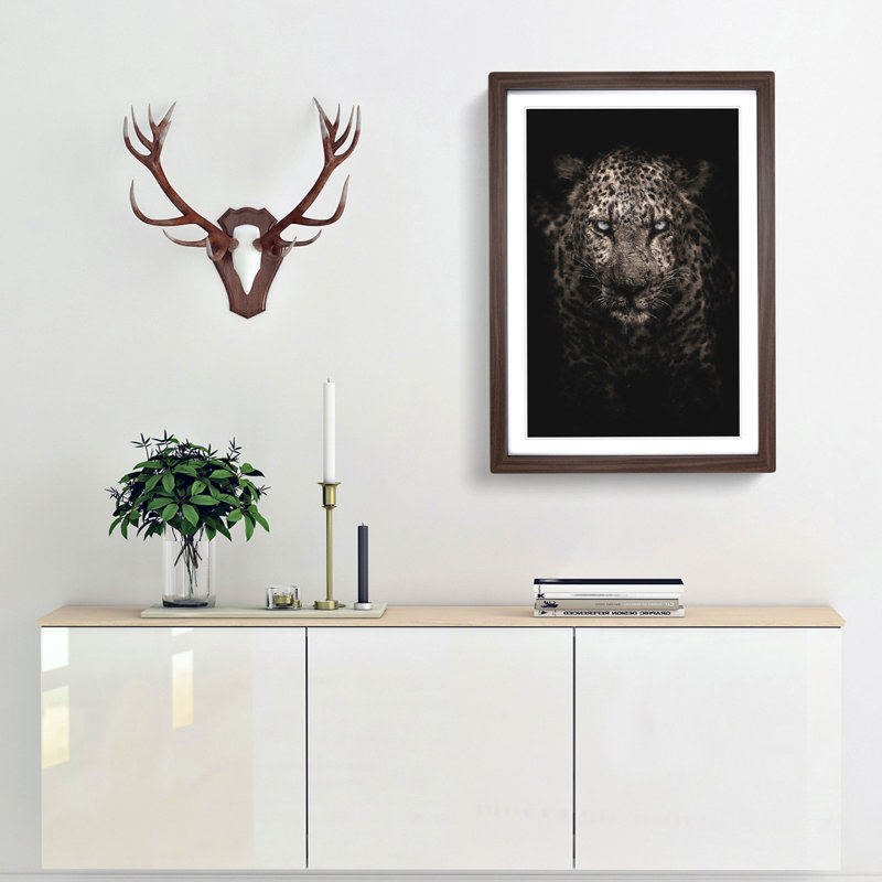 Leopard in the Dark - Framed Print, Walnut Framed, 33cm H x 24cm W x 2cm D